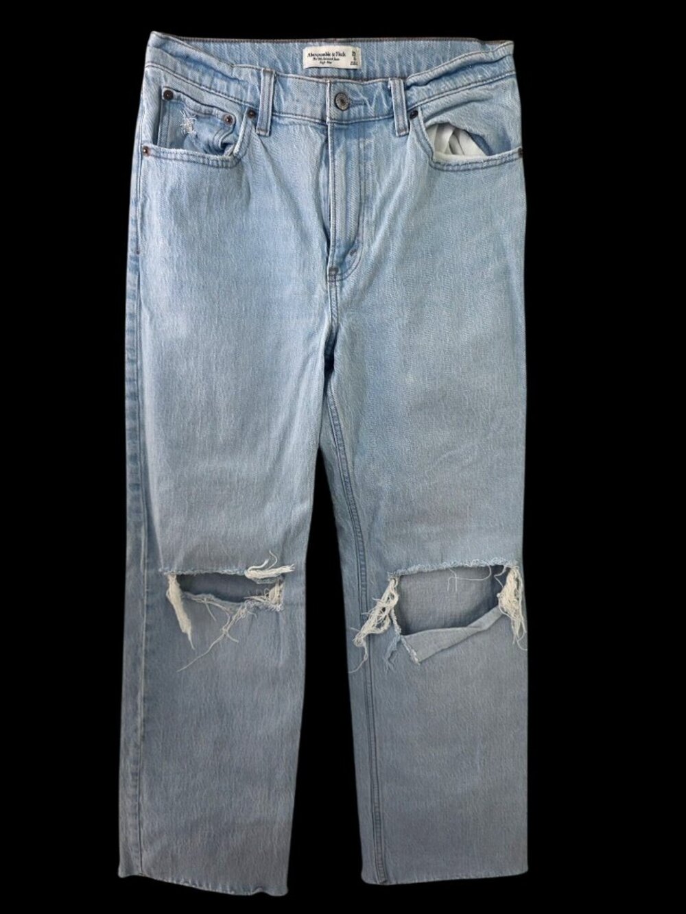 Abercrombie & Fitch 90s Relaxed Jeans High Rise Light Wash Distressed 29 8R
